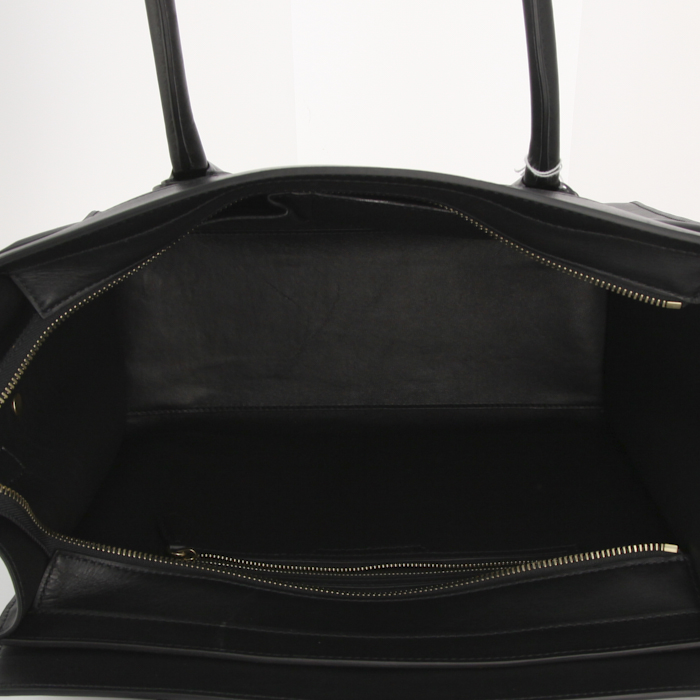 Sac cabas Celine Luggage Shoulder en cuir grainé noir - Detail D2
