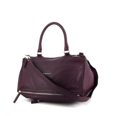 Borsa a tracolla Givenchy Pandora in pelle martellata viola Raisin