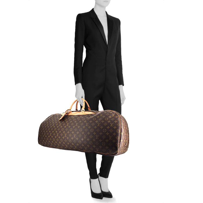 Bolsa de viaje Louis Vuitton modelo grande en lona Monogram y cuero natural - Detail D1