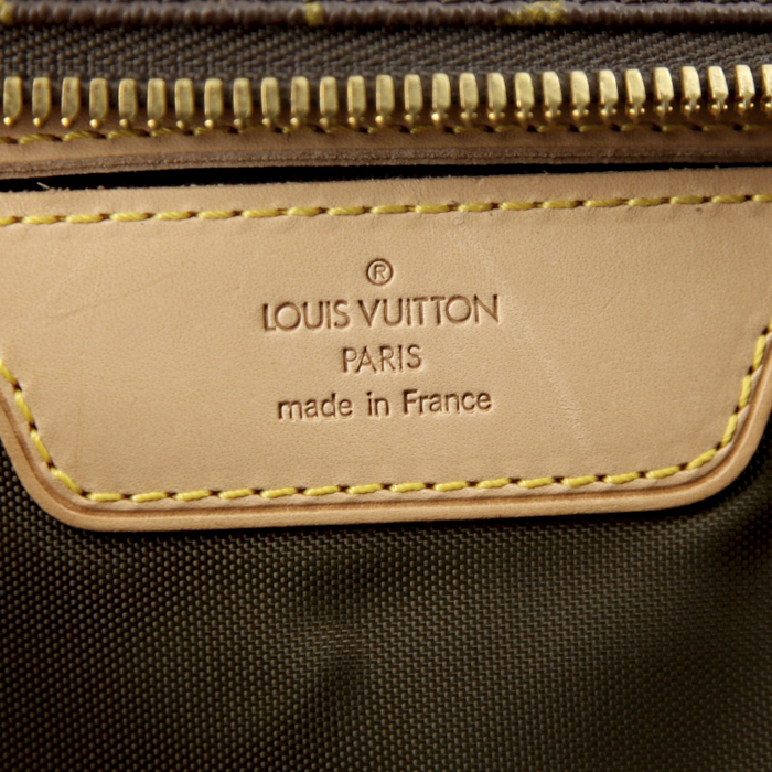 Bolsa de viaje Louis Vuitton modelo grande en lona Monogram y cuero natural - Detail D3