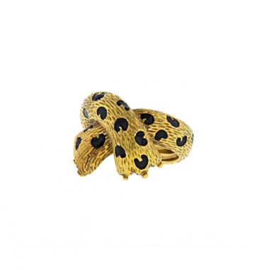 Anello Fred Panthère in oro giallo e smalto nero Anello Fred Panthère in oro giallo e smalto nero