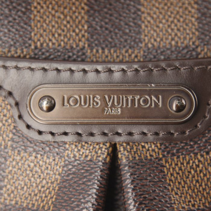 Louis Vuitton shoulder bag in damier canvas and brown leather - Detail D3