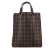 Shopping bag Fendi in tela marrone e nera con motivo a quadretti e pelle marrone - 360 thumbnail