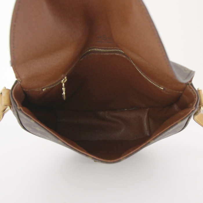 Bolso zurrón Louis Vuitton Chantilly en lona Monogram y cuero natural - Detail D2