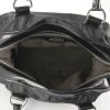 Tod's Luna handbag in black canvas and black patent leather - Detail D2 thumbnail
