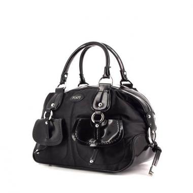 Tod's Luna handbag in black canvas and black patent leather