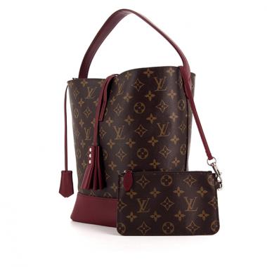 Bolso de mano Louis Vuitton Monogram Idole modelo grande en lona Monogram marrón y cuero rosa Cassis
