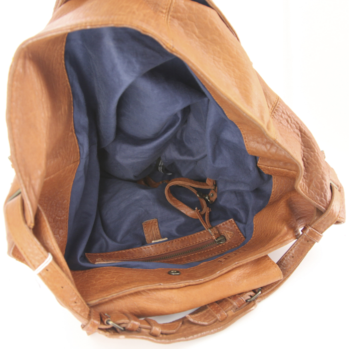 Bolso de mano Jerome Dreyfuss en cuero color camel - Detail D2