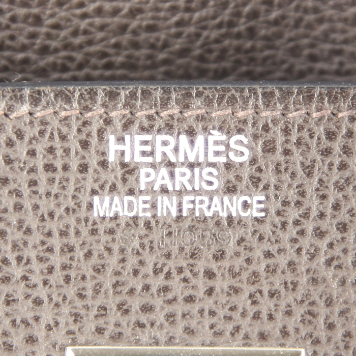 Hermes Birkin 35 cm handbag in brown grained leather - Detail D3