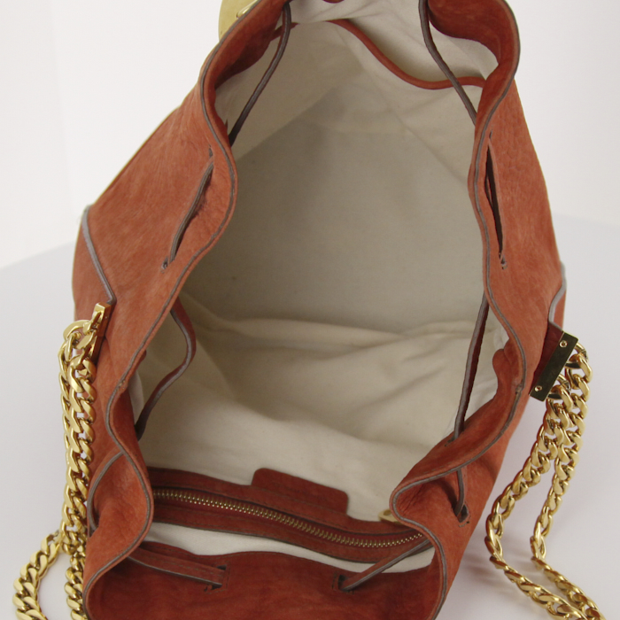 Shopping bag Sonia Rykiel in pelle martellata arancione - Detail D2