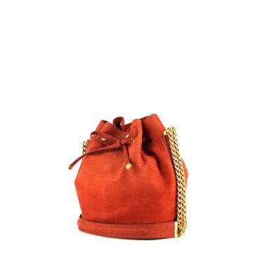 Sac cabas Sonia Rykiel en cuir grainé orange