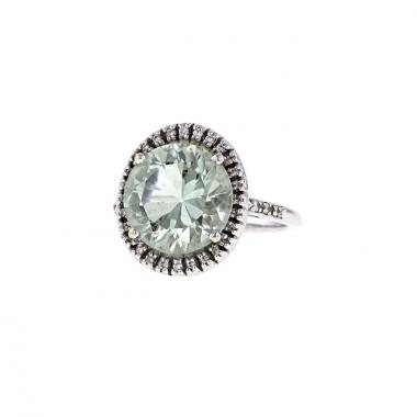 Anello Mauboussin Vraiment Toi in oro bianco e diamanti e quarzo verde