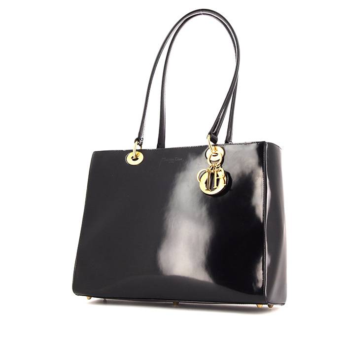 $7000 Lady Dior black patent gold hw large bag