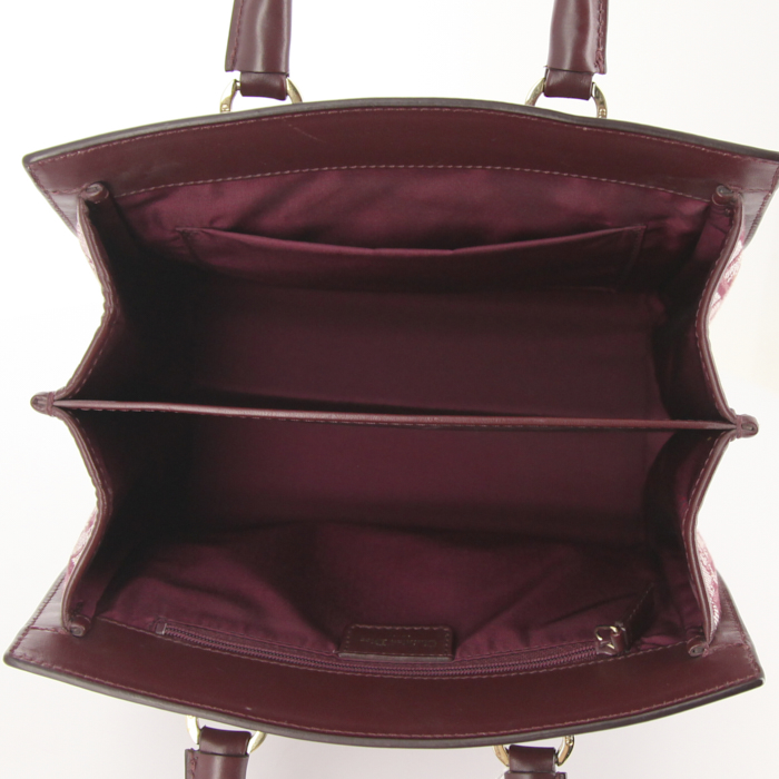 Dior Vintage handbag in burgundy monogram canvas and burgundy leather - Detail D2