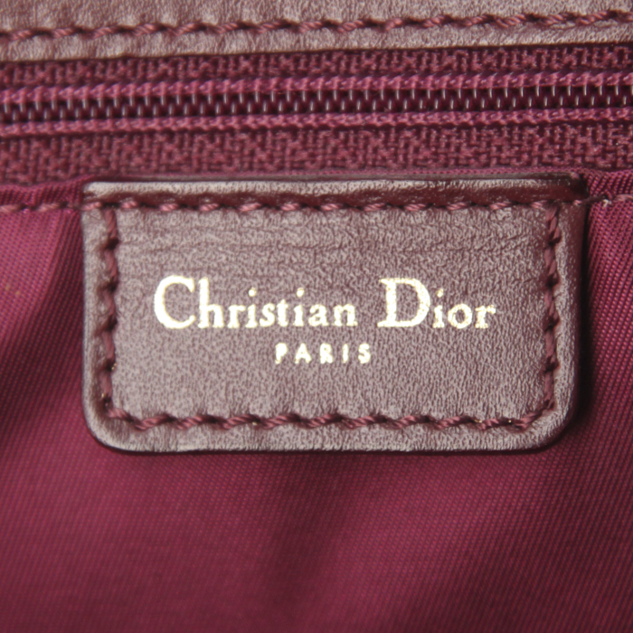 Dior Vintage handbag in burgundy monogram canvas and burgundy leather - Detail D3