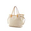 Shopping bag Louis Vuitton Neverfull media in tela cerata con motivo a scacchi e pelle naturale - 00pp thumbnail