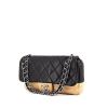 Chanel Timeless handbag in black and beige quilted leather - 00pp thumbnail