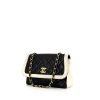 Chanel Vintage shoulder bag in navy blue and white quilted leather - 00pp thumbnail