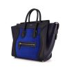 Celine Luggage Mini handbag in black and blue leather and blue suede - 00pp thumbnail