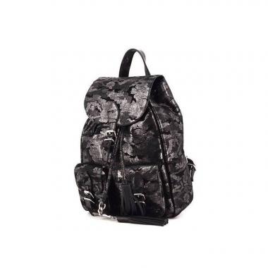 Saint Laurent backpack Festival in silver canvas and black leather