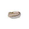 Cartier Trinity large model ring in yellow gold,  pink gold and white gold and in diamonds - 00pp thumbnail