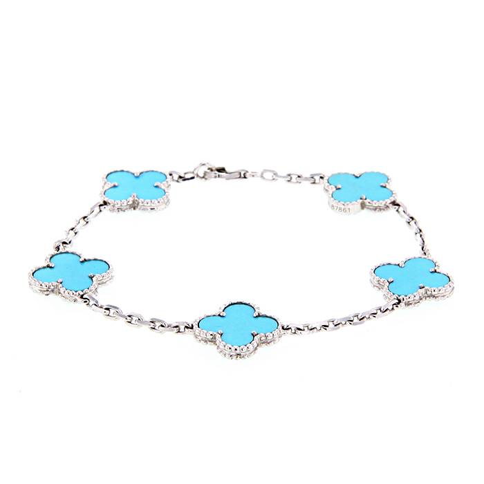 Bracciale Van Cleef & Arpels Alhambra Vintage in oro bianco e turchese
