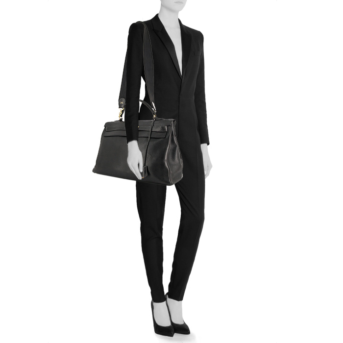 Borsa Hermes Kelly 40 cm in pelle togo nera - Detail D1