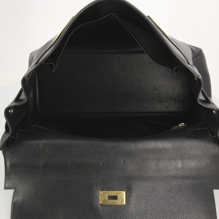 Bolso de mano Hermes Kelly 40 cm en cuero togo negro - Detail D3
