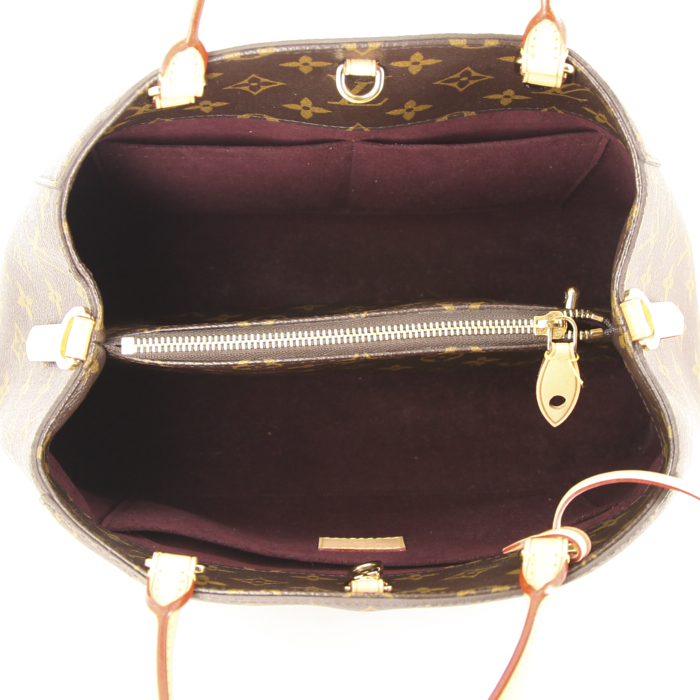 Louis Vuitton Montaigne medium model handbag in brown monogram canvas and natural leather - Detail D3