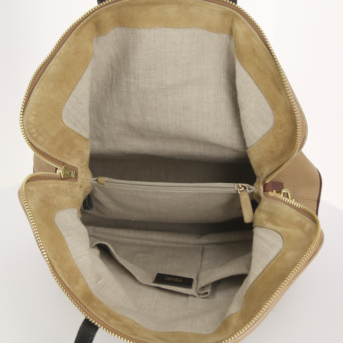 Borsa Fendi 2Bag in pelle martellata beige e rossa - Detail D2