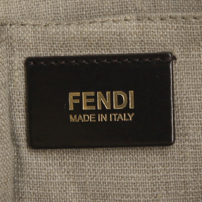 Bolso de mano Fendi 2Bag en cuero granulado beige y rojo - Detail D3