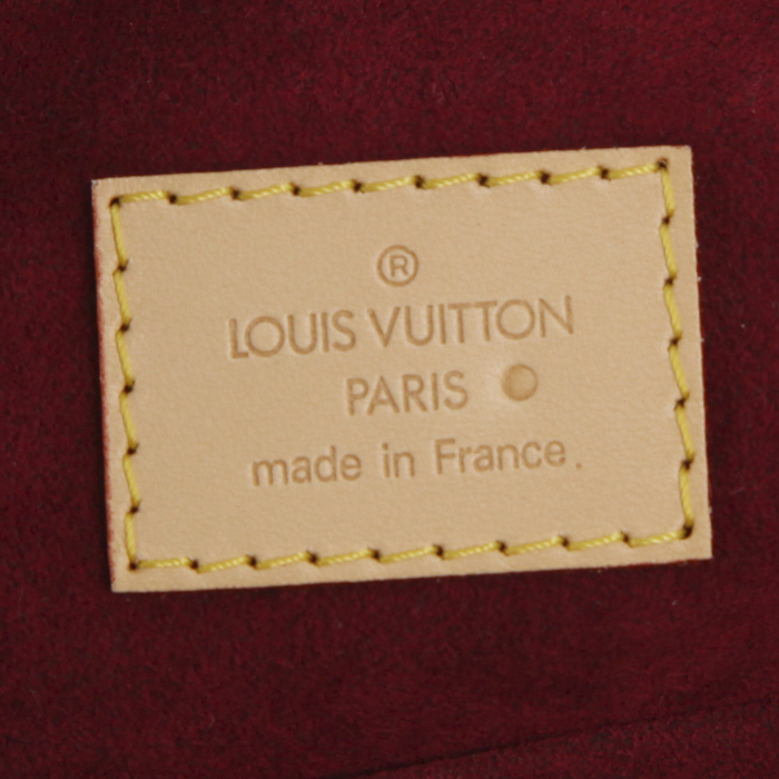 Louis Vuitton Claudia bag worn on the shoulder or carried in the hand in multicolor and white monogram canvas and natural leather - Detail D3