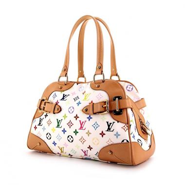 Bolso para llevar al hombro o en la mano Louis Vuitton Claudia en lona Monogram revestida multicolor y blanca y cuero natural