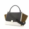 Celine Trapeze medium model handbag in black and white leather and khaki suede - 00pp thumbnail