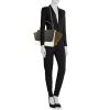 Celine Trapeze medium model handbag in black and white leather and khaki suede - Detail D2 thumbnail
