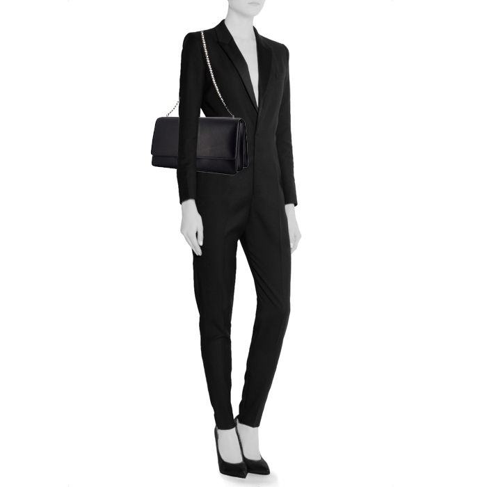 Celine Classic Box handbag in black box leather - Detail D1