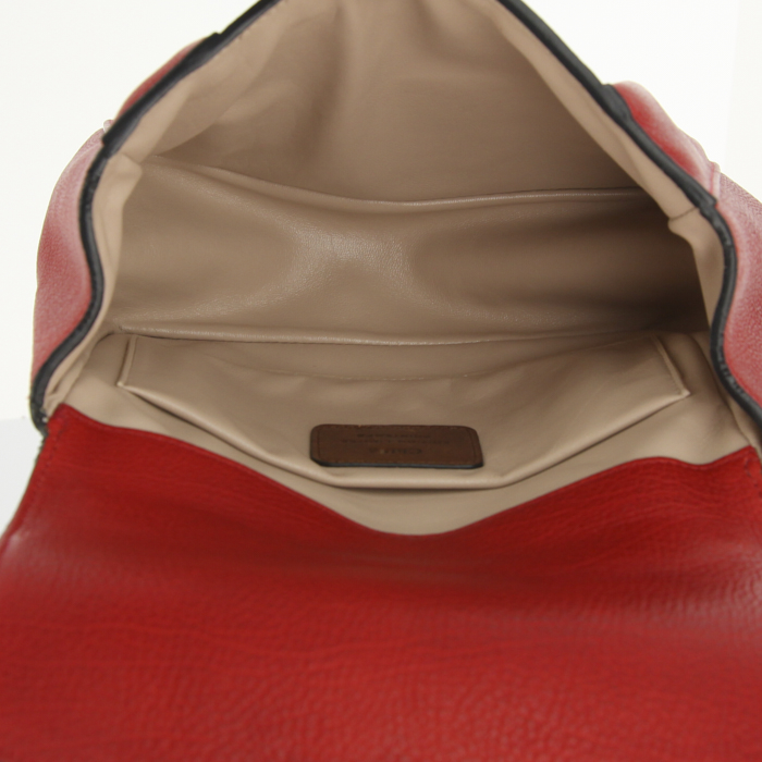 Borsa a tracolla Chloé Elsie in pelle beige rossa e marrone - Detail D3