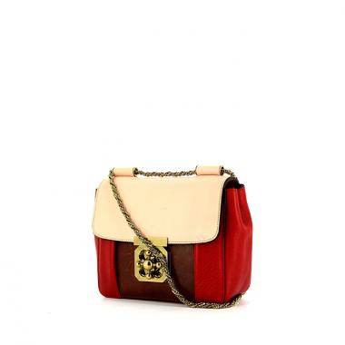 Borsa a tracolla Chloé Elsie in pelle beige rossa e marrone