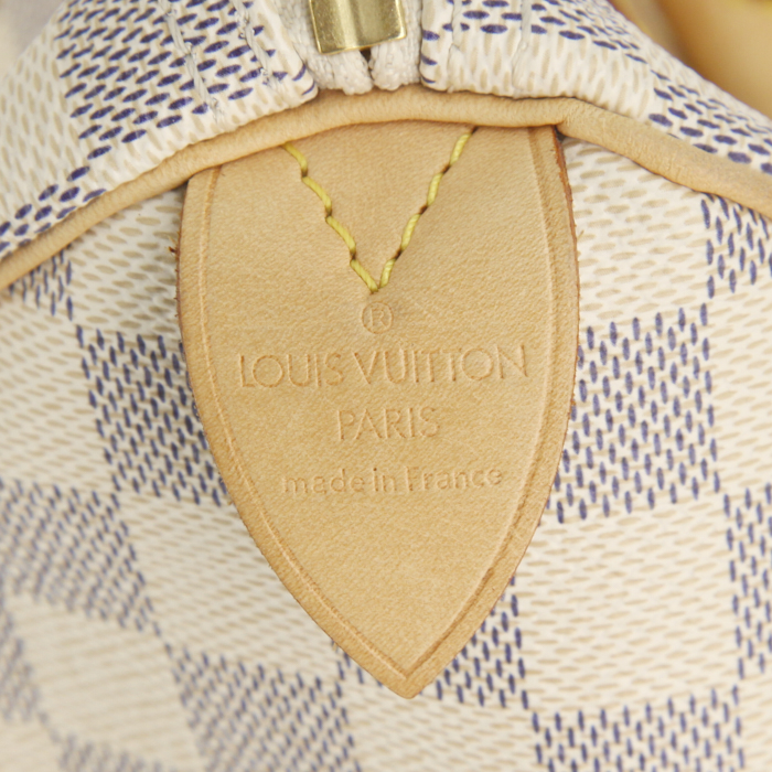 Borsa Louis Vuitton Speedy 25 cm in tela a scacchi e pelle naturale - Detail D3