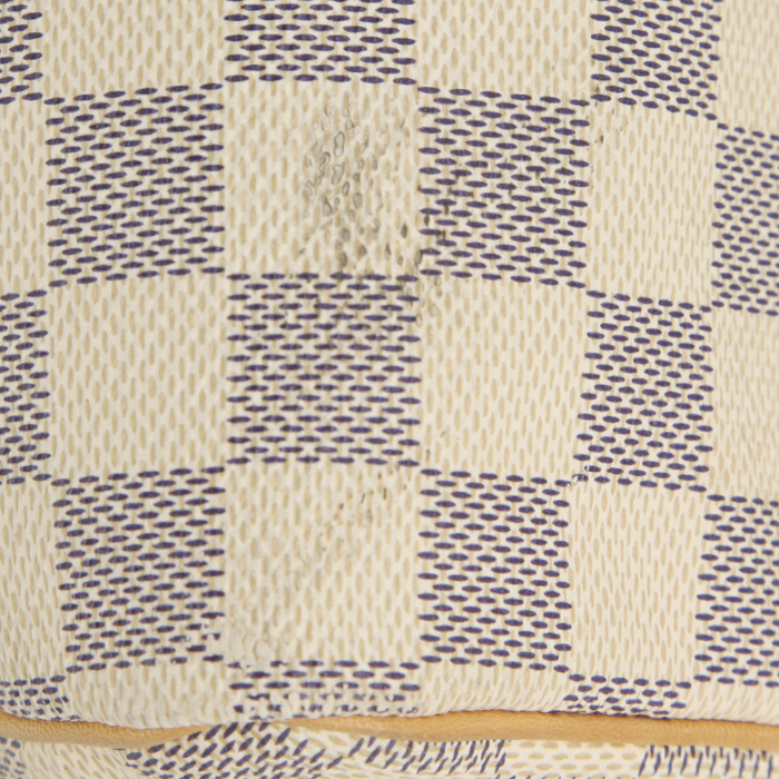 Sac à main Louis Vuitton Speedy 25 cm en toile damier azur et cuir naturel - Detail D4