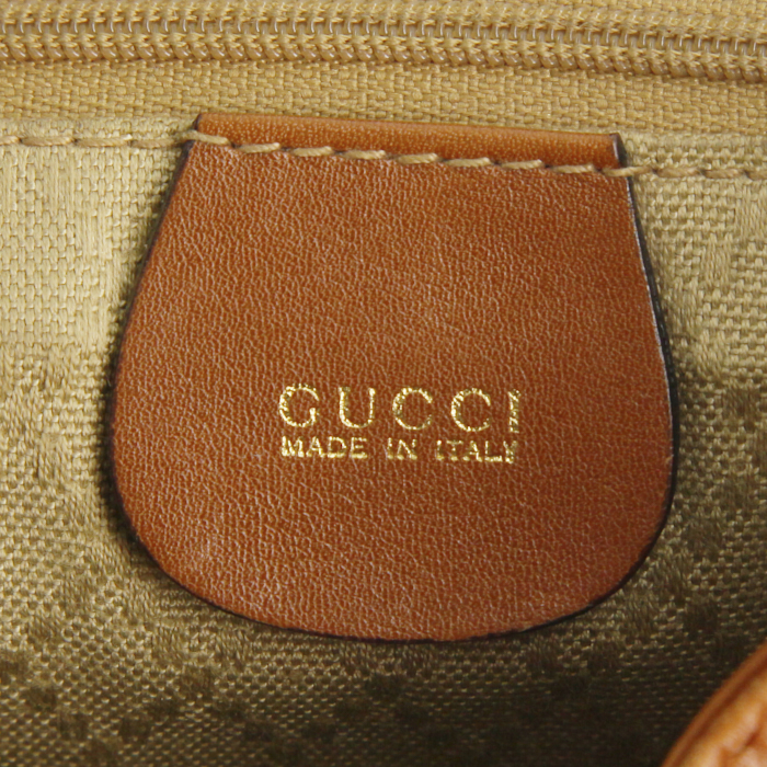 Sac à dos Gucci Bamboo en cuir marron camel - Detail D3