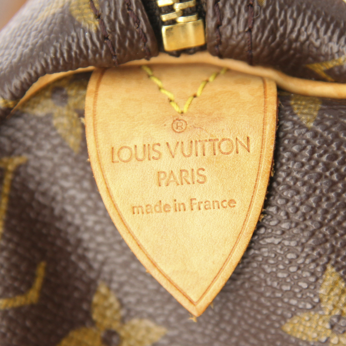 Bolso de mano Louis Vuitton Speedy 40 cm en lona Monogram revestida y cuero natural - Detail D3