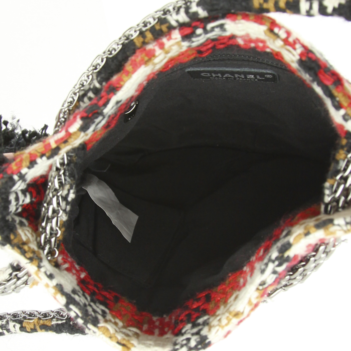 Borsa Chanel in tela jersey rossa nera beige e marrone con decori geometrici - Detail D2
