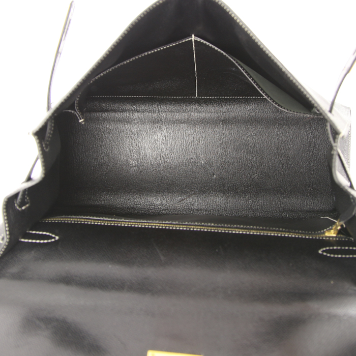 Hermes Kelly 35 cm handbag in black epsom leather - Detail D3