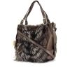 Tod's handbag in brown grained leather and brown furr - 00pp thumbnail