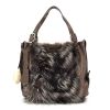 Tod's handbag in brown grained leather and brown furr - 360 thumbnail
