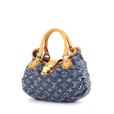Sac à main Louis Vuitton en toile denim monogrammée et cuir naturel