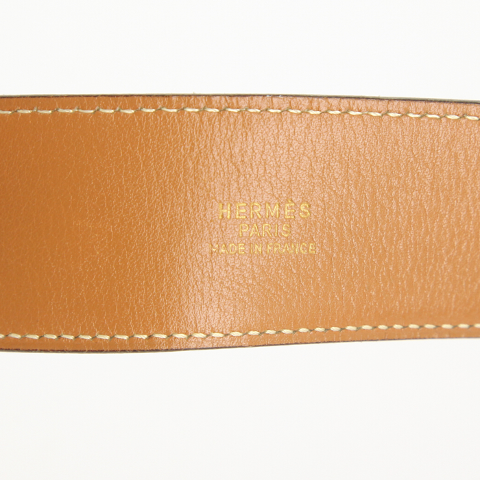 Cinturón Hermes Médor en cuero epsom color oro - Detail D2