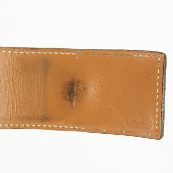 Cinturón Hermes Médor en cuero epsom color oro - Detail D3