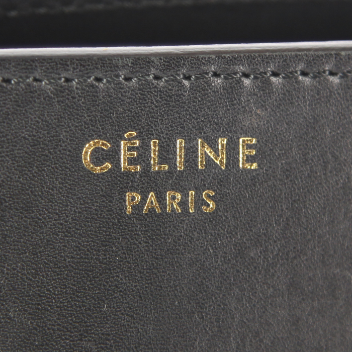 Celine Luggage handbag in black leather and black python - Detail D3
